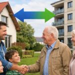 zwei Generationen von Famillien beim Tausch
