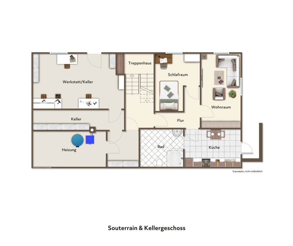 Der Grundriss Ihres Wohnhauses im Souterrain & Kellergeschoss