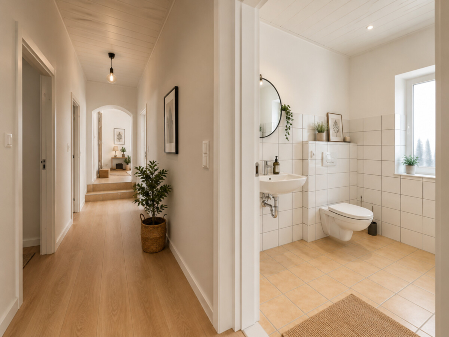 Haus Nr.2 EG (KI-generierte Visualisierung – kein Originalfoto)