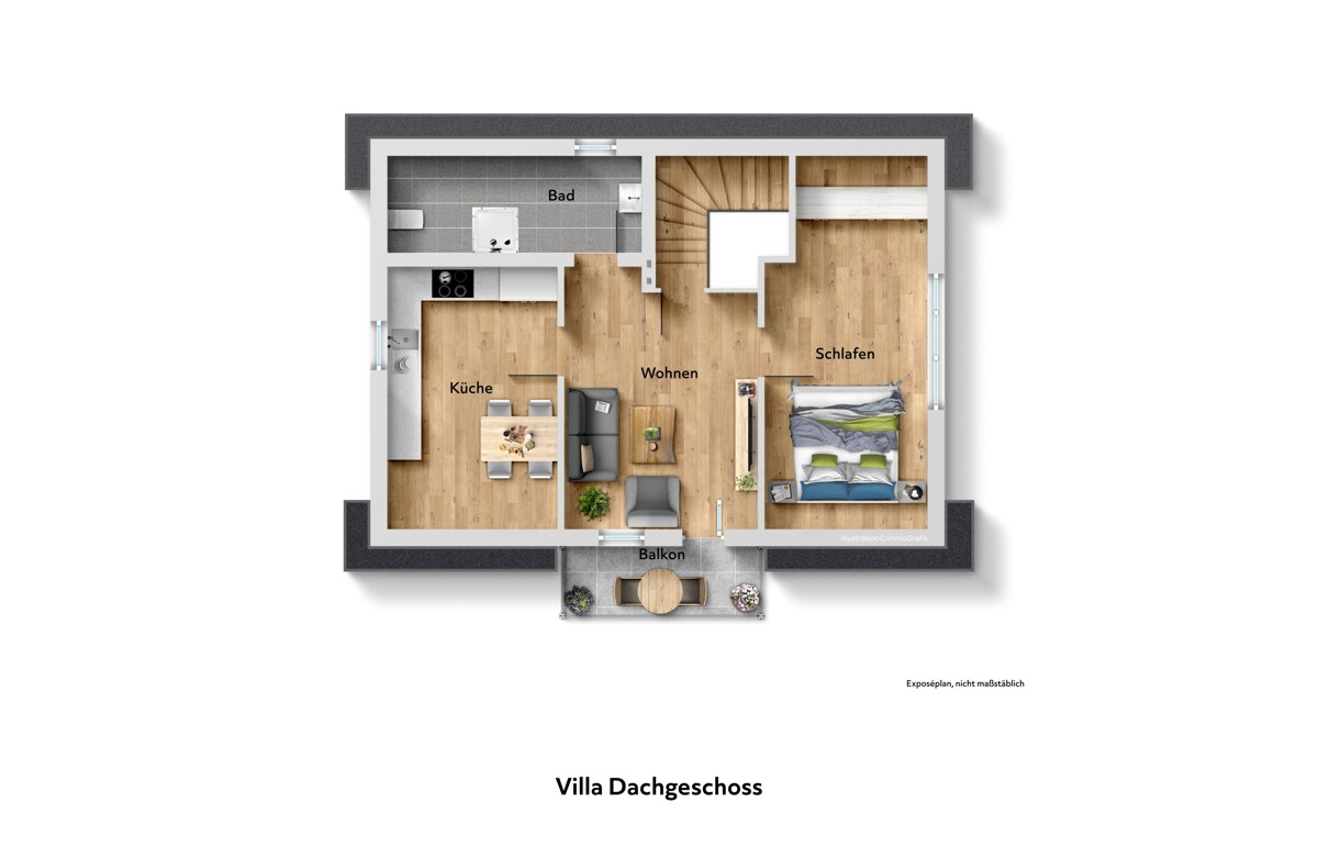 Villa - Grundriss des Dachgeschosses