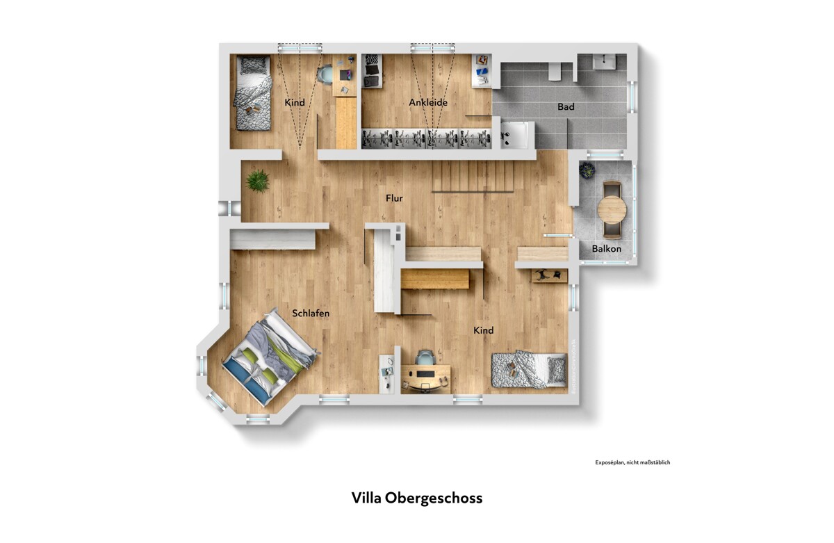 Villa - Grundriss des Obergeschosses