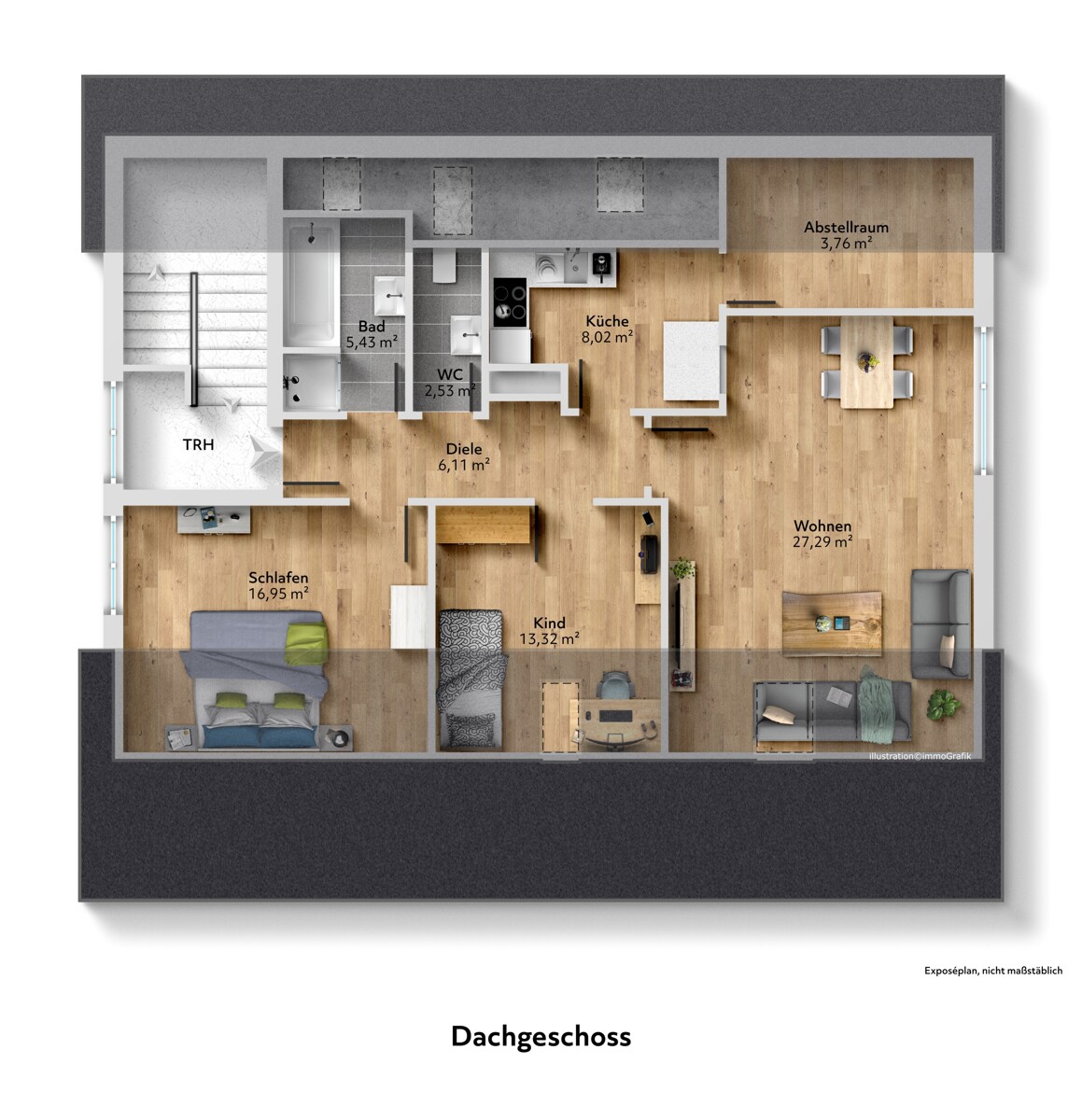 Der Grundriss Ihrer Wohnung im Dachgeschoss