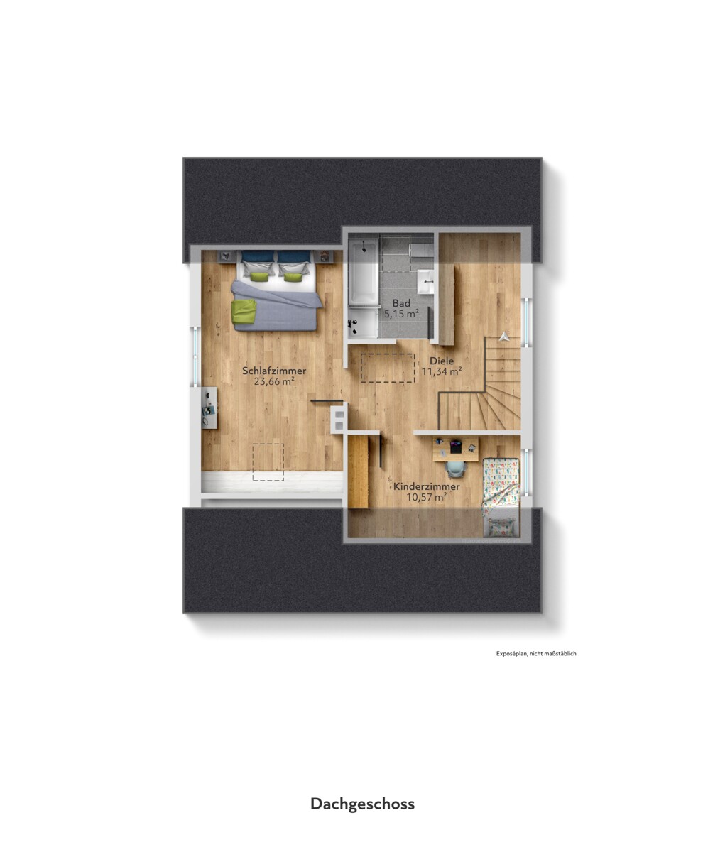 Der Grundriss Ihres Hauses im Dachgeschoss