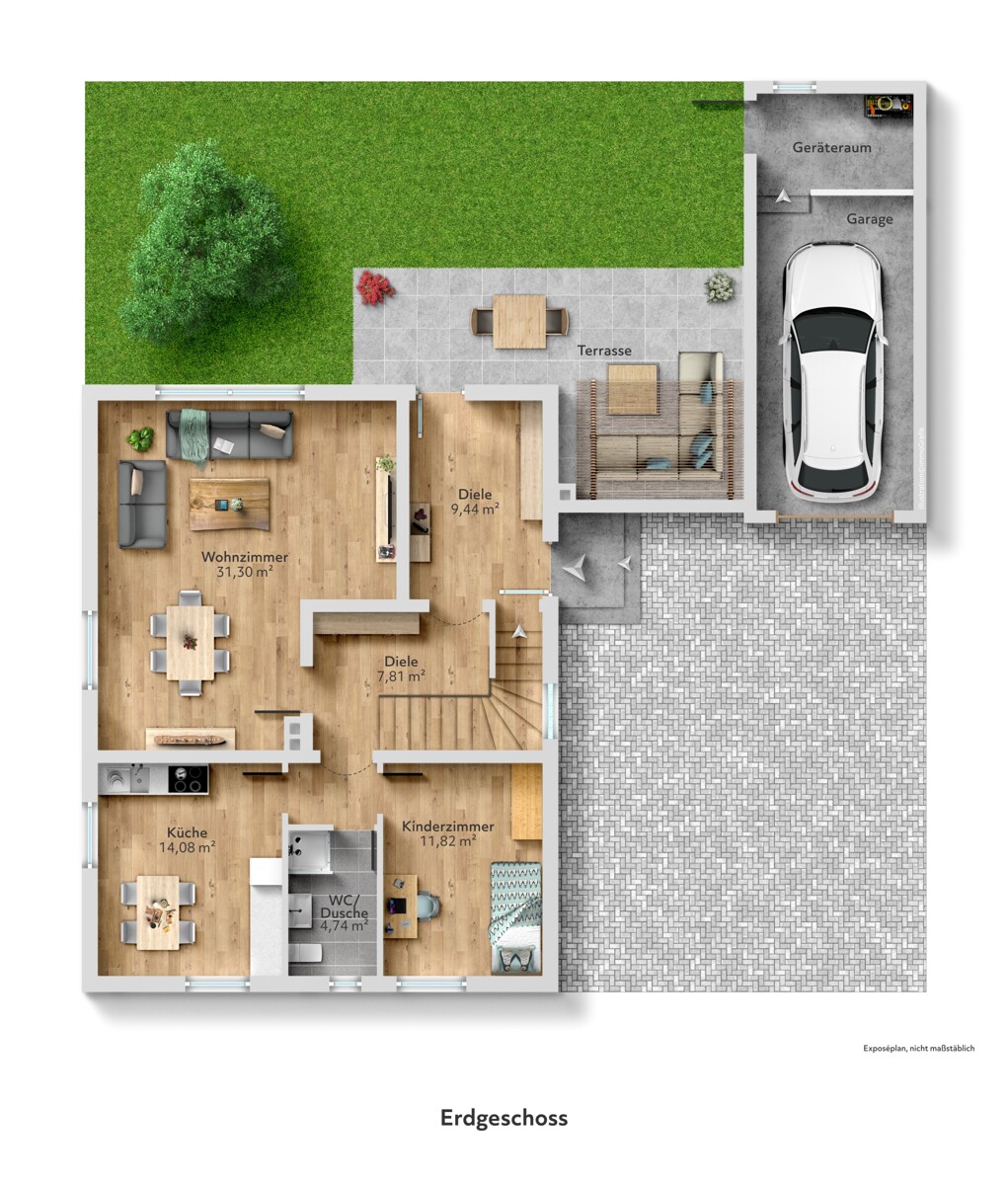 Der Grundriss Ihres Hauses im Erdgeschoss